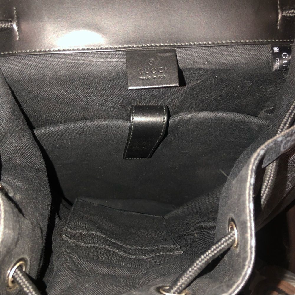 GUCCI GG SUPREME Backpack Black Soft Canvas Leather Large Size AUTHENTIC - Picture 6 of 17